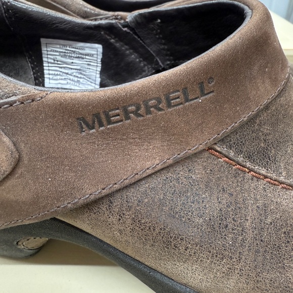 NEW Merrell Luxe Espresso Brown Leather Slip-On Studded Clog Shoe - Picture 9 of 9